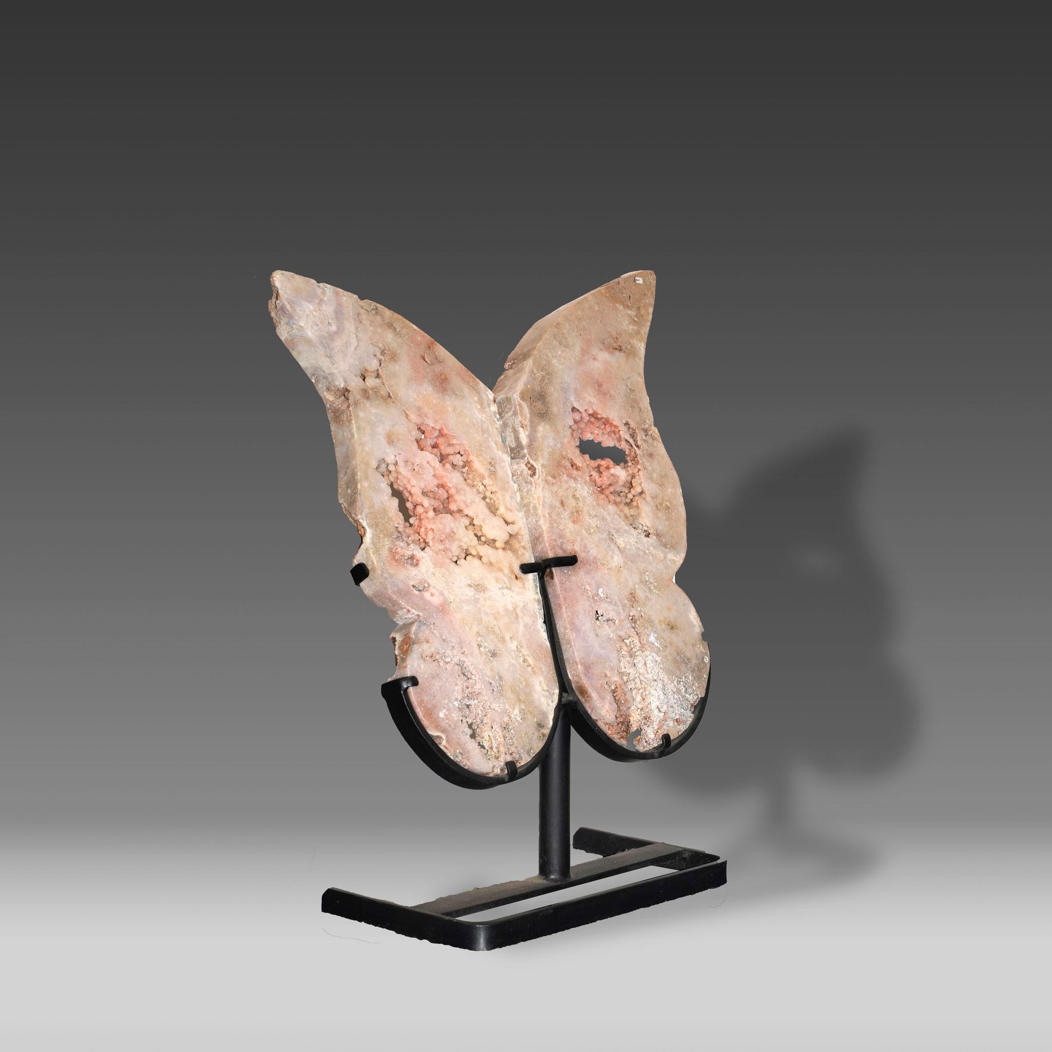 Brazilian Pink Amethyst Butterfly Wings on Stand For Sale