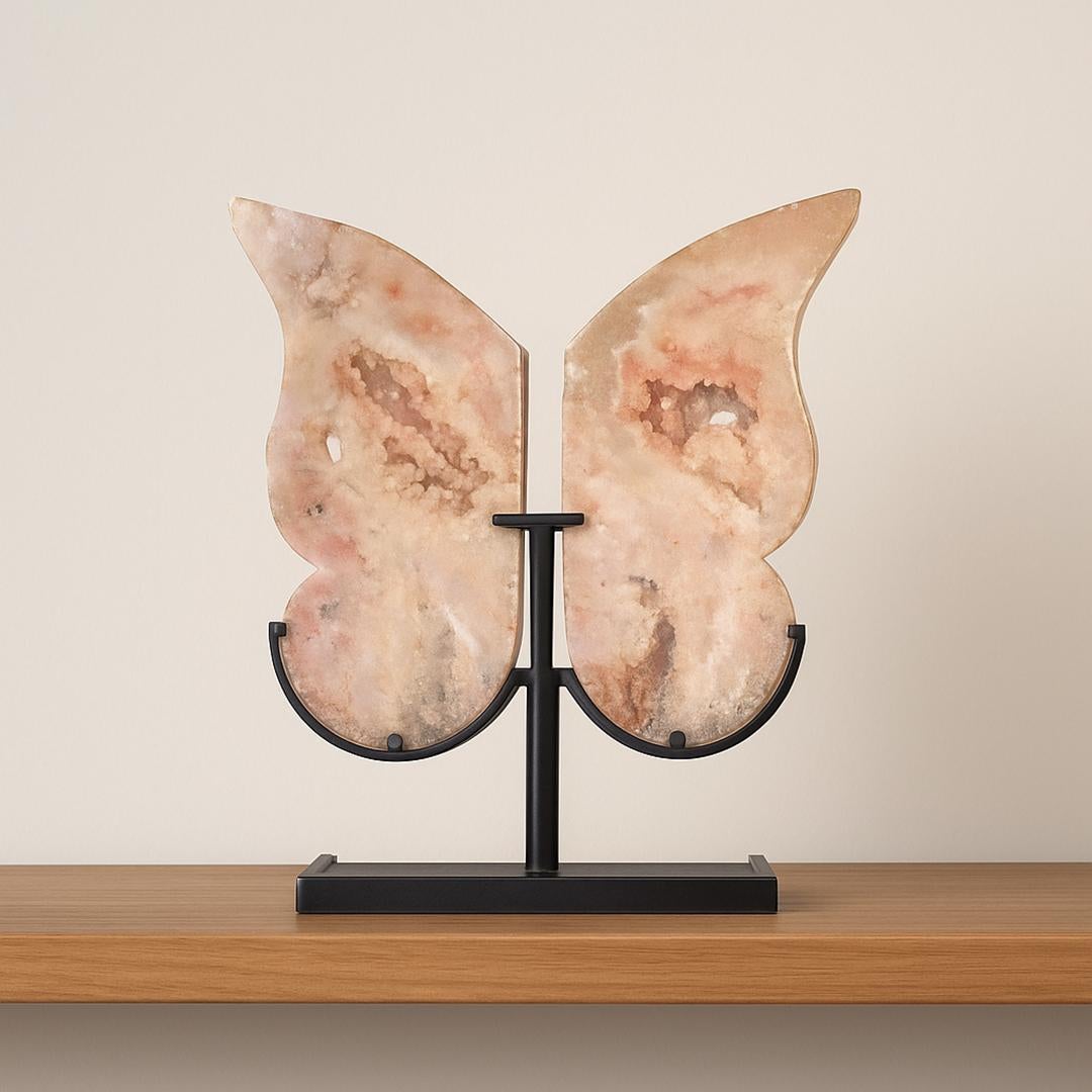 Pink Amethyst Butterfly Wings on Stand For Sale 2