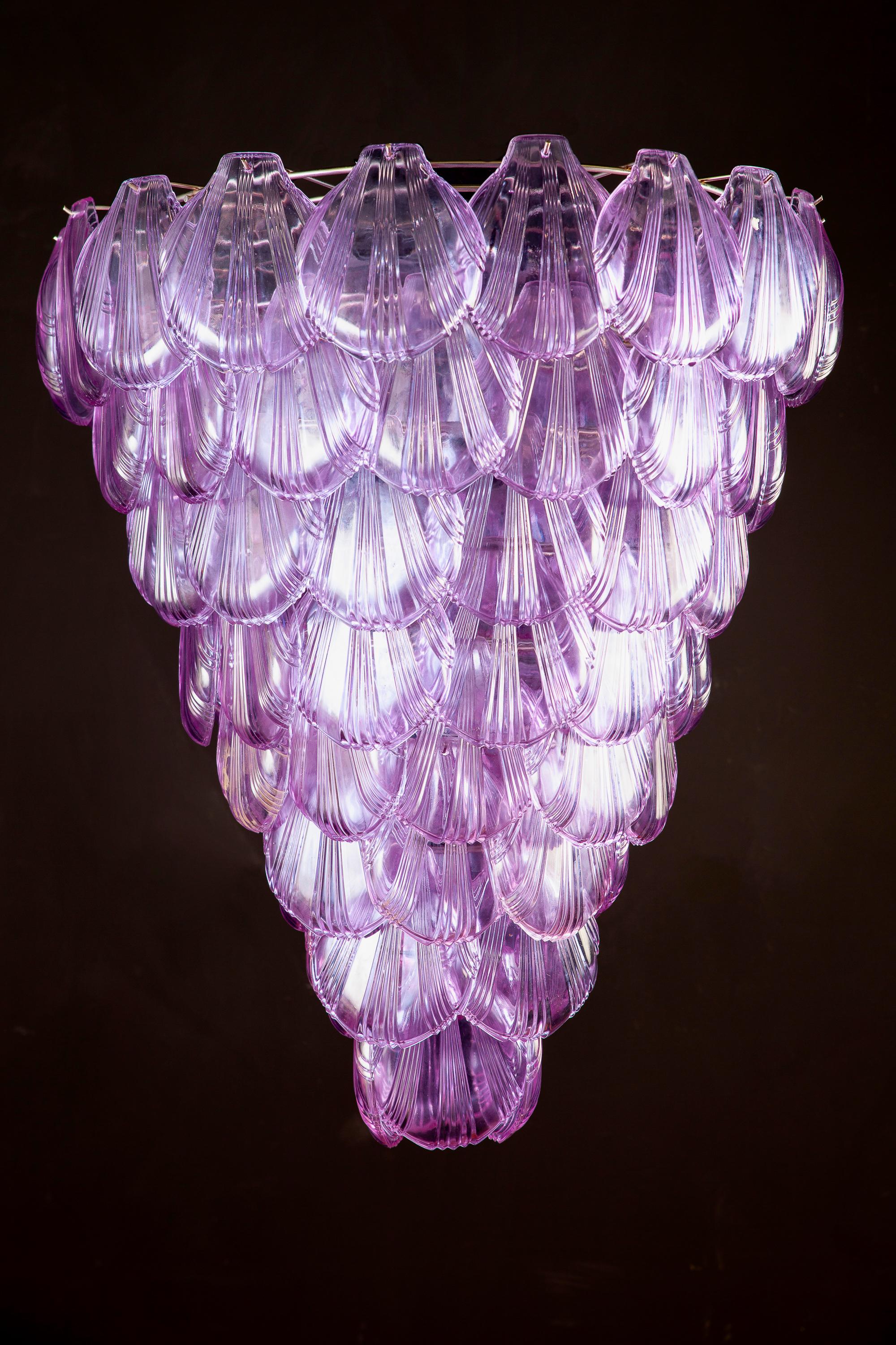 Enorme araña de cristal de Murano color amatista rosa, 1980 en venta 6