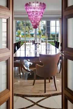 Pink Amethyst color Shell Murano Glass Huge Chandelier, 1980