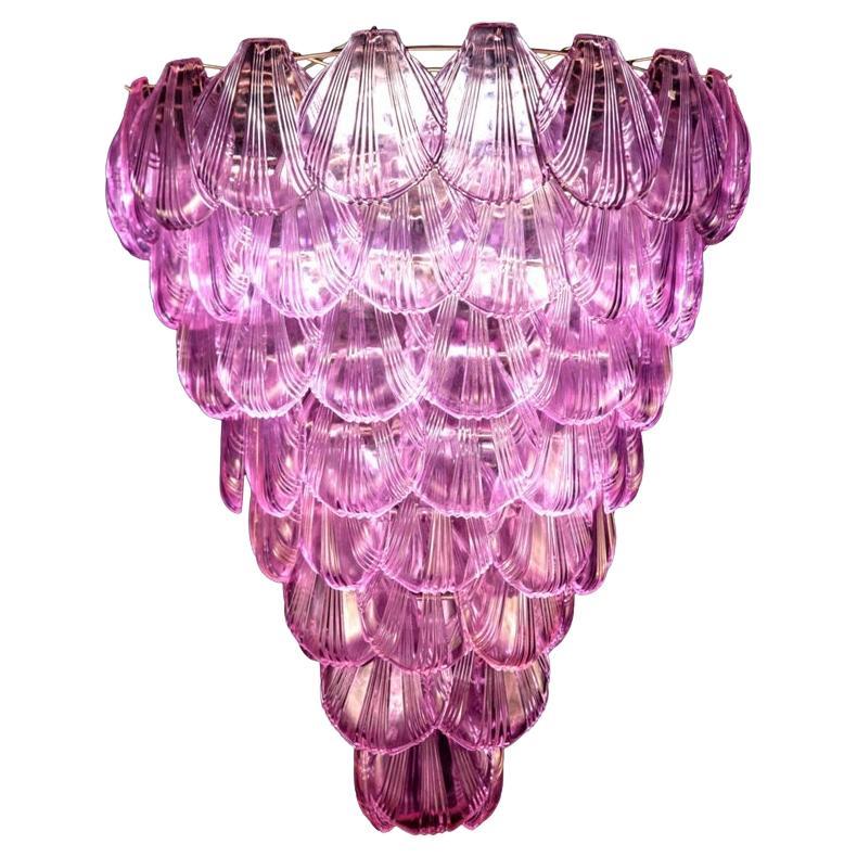 Enorme araña de cristal de Murano color amatista rosa, 1980