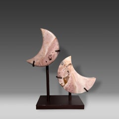 Présentoir croissant de lune en améthyste rose