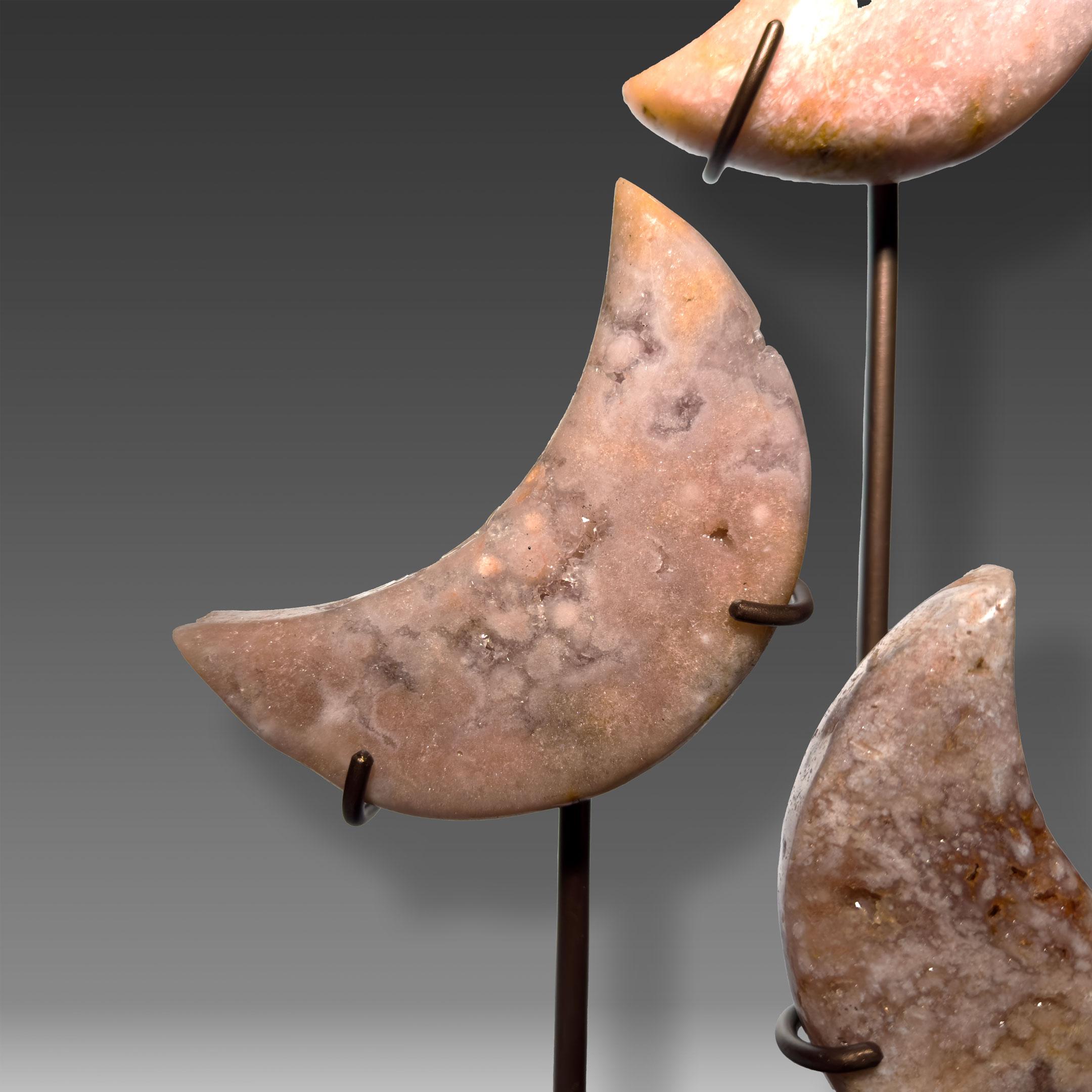 Contemporary Pink Amethyst Crescent Moon Display For Sale