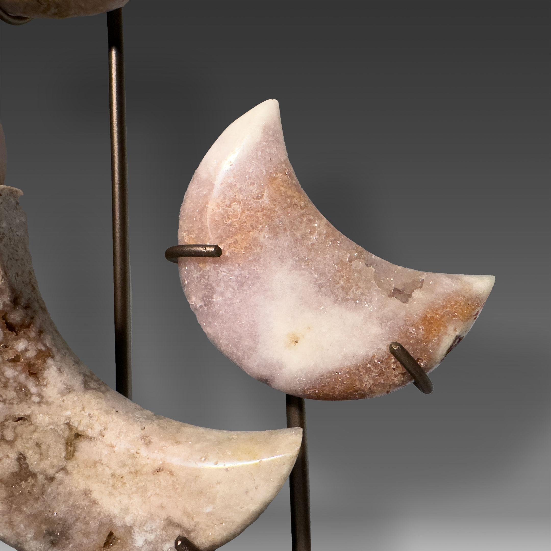 Metal Pink Amethyst Crescent Moon Display For Sale