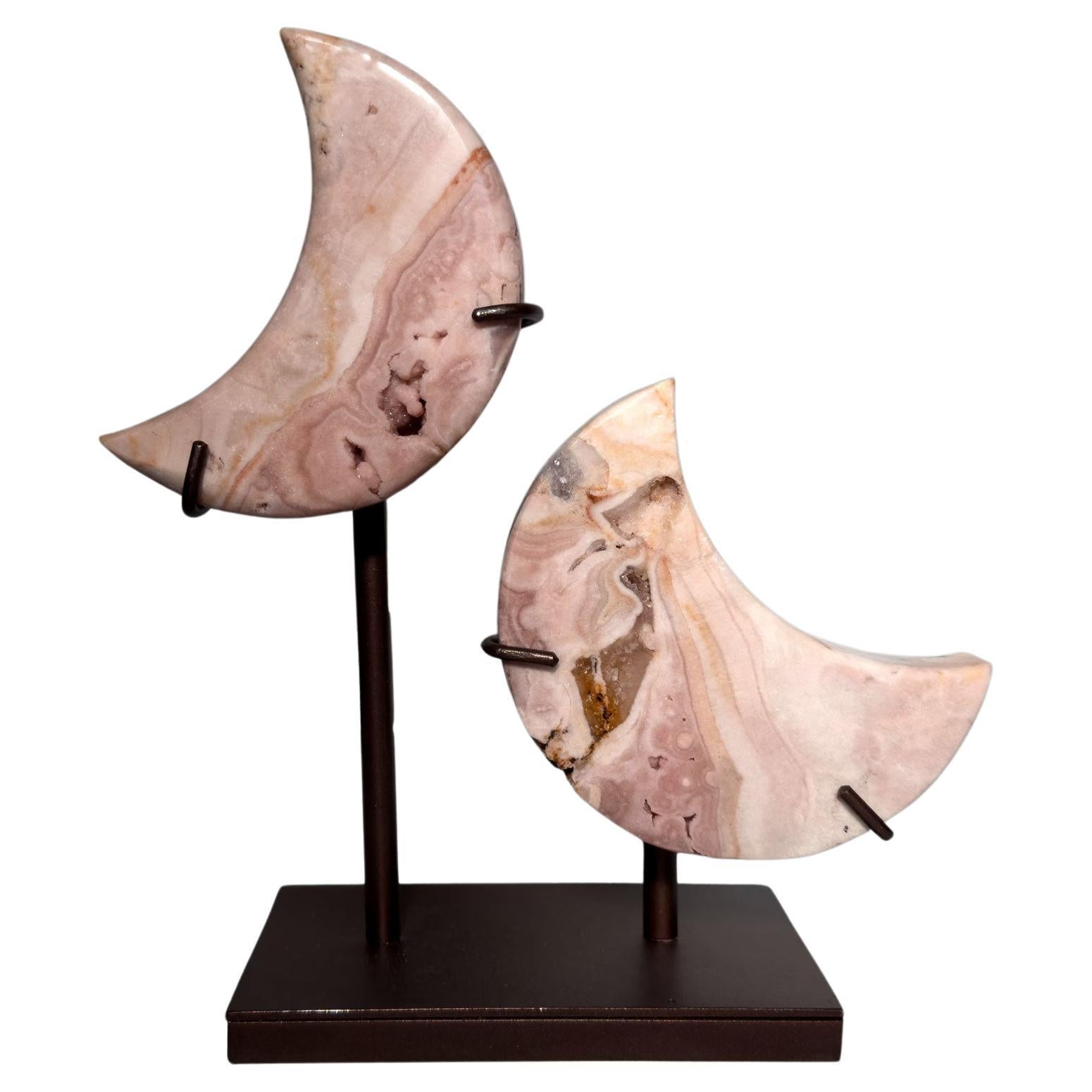 Pink Amethyst Crescent Moon Display