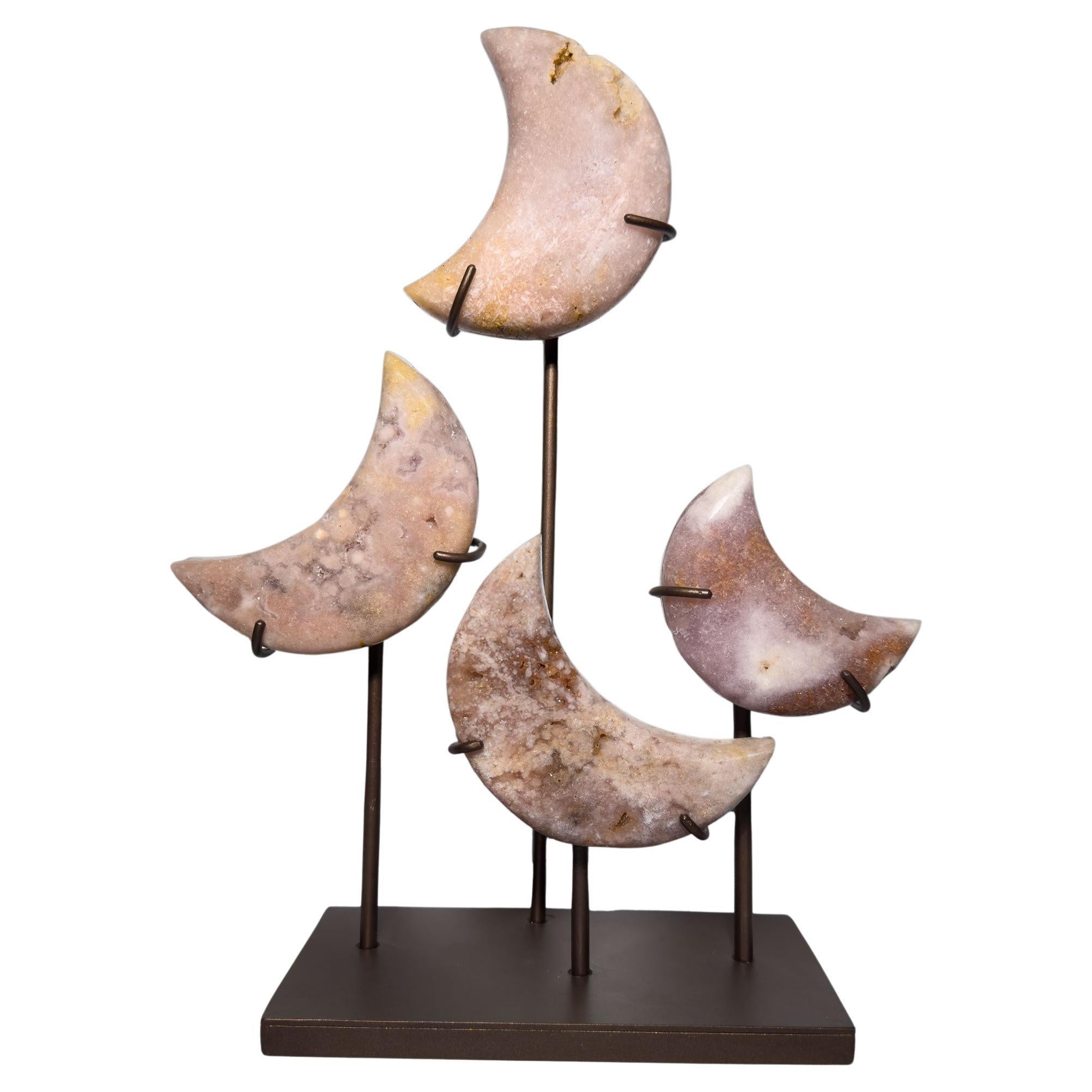 Pink Amethyst Crescent Moon Display For Sale