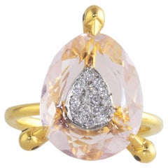 Ico & the Bird Fine Jewelry Pink Amethyst Diamond  18 Karat Gold Bird Ring 