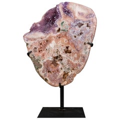 Pink Amethyst Geode on Stand with Natural Purple Amethyst Druzy