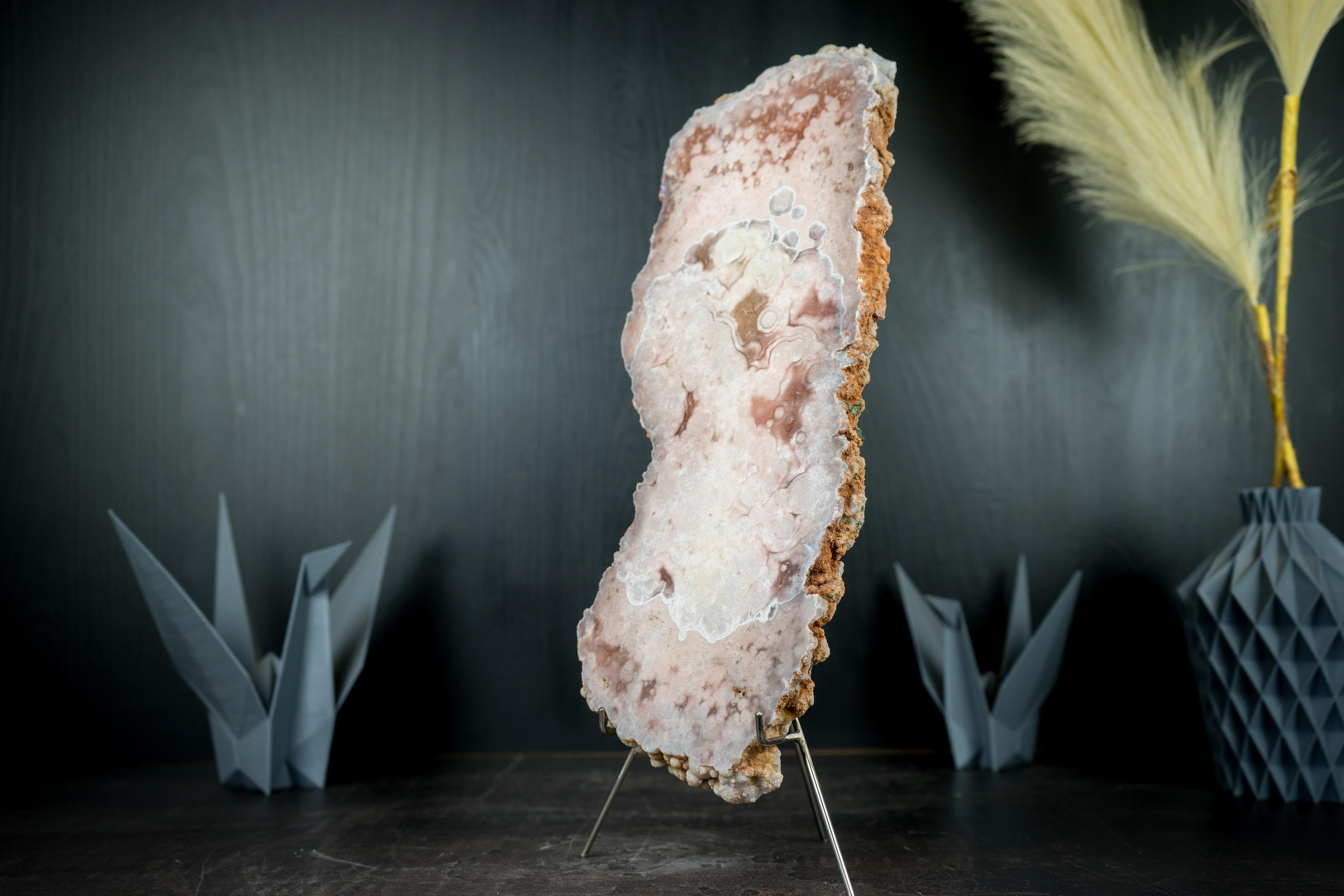 Losa de Geoda de Amatista Rosa, Natural con Cuarzo Rojo y Rosa, Tabla de Doble Cara Ágata en venta
