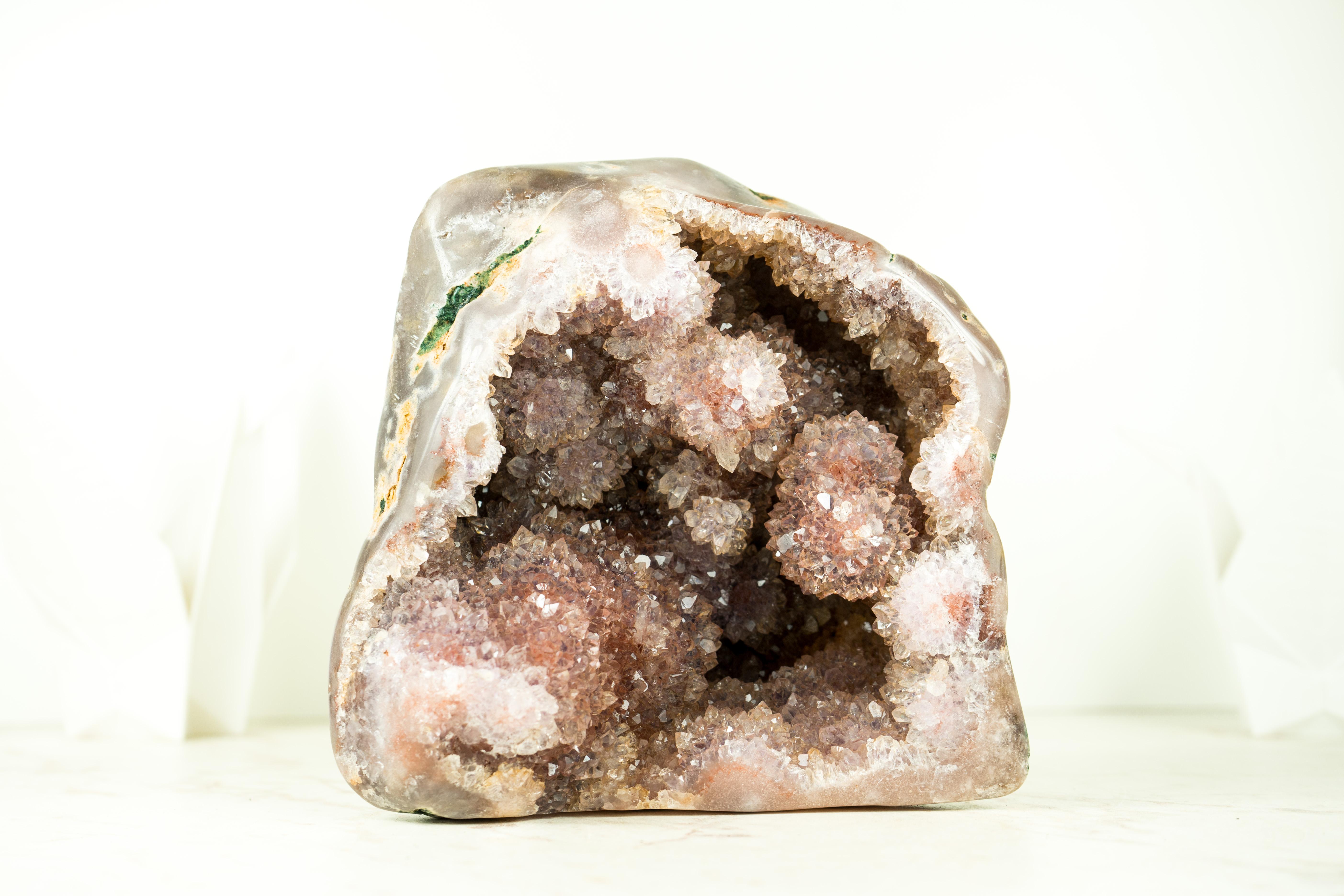 Small Pink Amethyst Geode with Gorgeous Pink Amethyst Druzy, Self-Standing, February Birthstone Gift

▫️ Description

Nature's masterpiece at its finest, this Pink Amethyst Geode boasts unparalleled beauty and quality, making it a magnificent