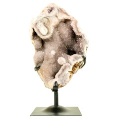 Pink Amethyst Geode with Natural Pink Crystal Amethyst on Stand