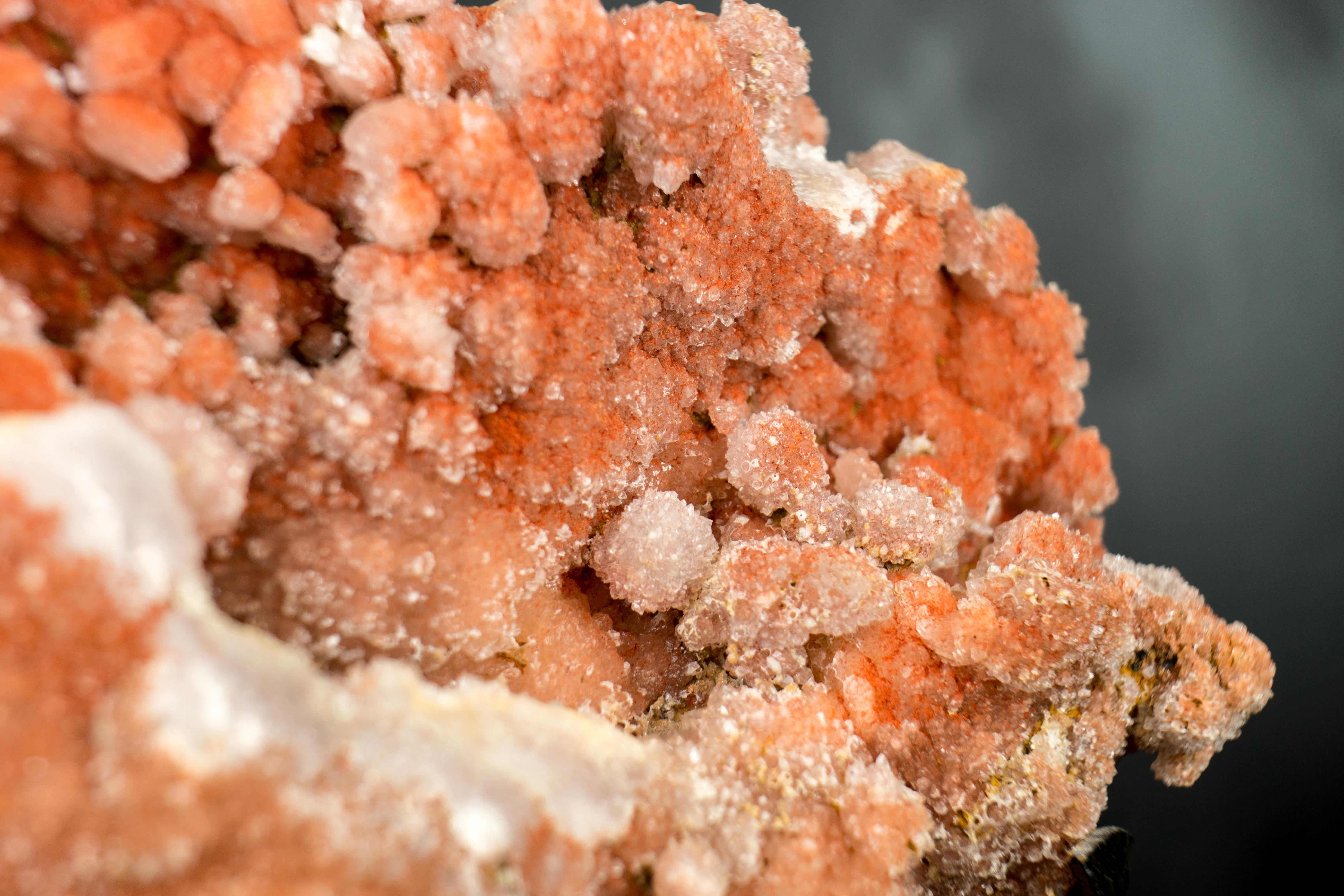 Pink Amethyst Geode with Natural Red Amethyst Druzy with Botryoidal Flowers For Sale 4