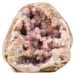 Pink Amethyst Geode with Unique Decorative Flower Druzy and AAA Pink Druzy