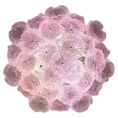 Fleur gracieuse en améthyste rose Murano Lustre ou affleurant