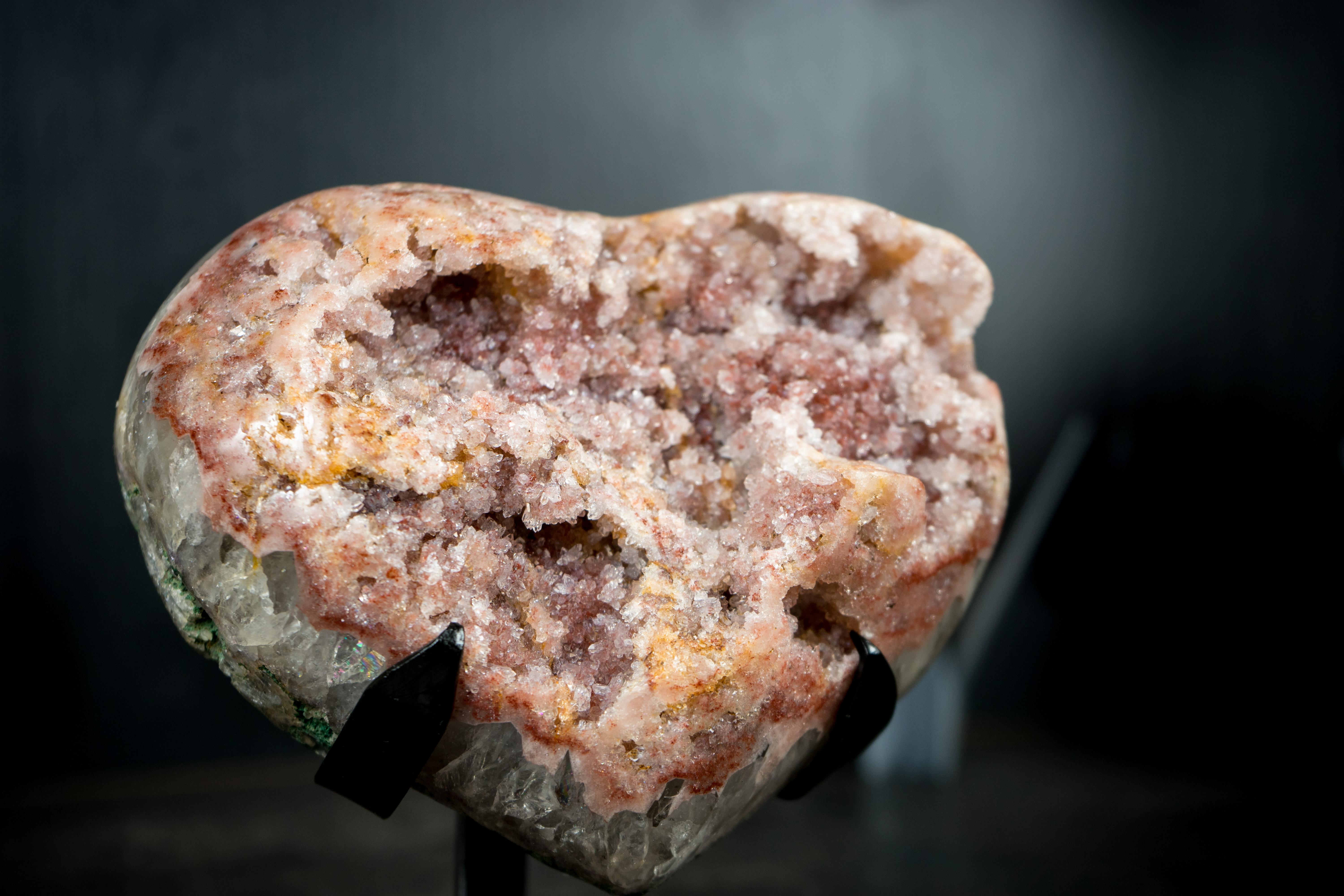 Cuore di ametista rosa con rara ametista rosa druzy, regalo di cristallo di piccole dimensioni in vendita 5