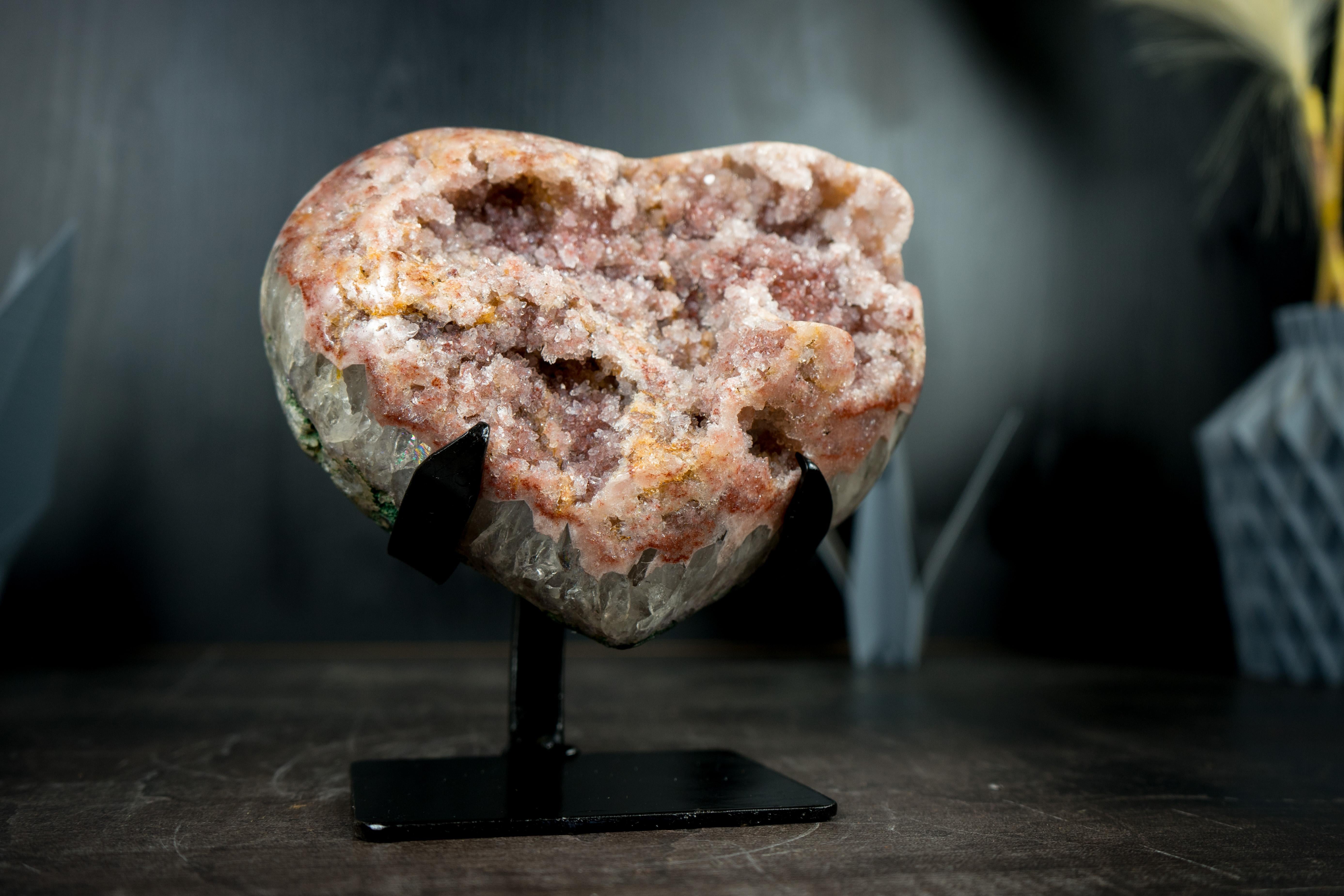 Cuore di ametista rosa con rara ametista rosa druzy, regalo di cristallo di piccole dimensioni in vendita 6