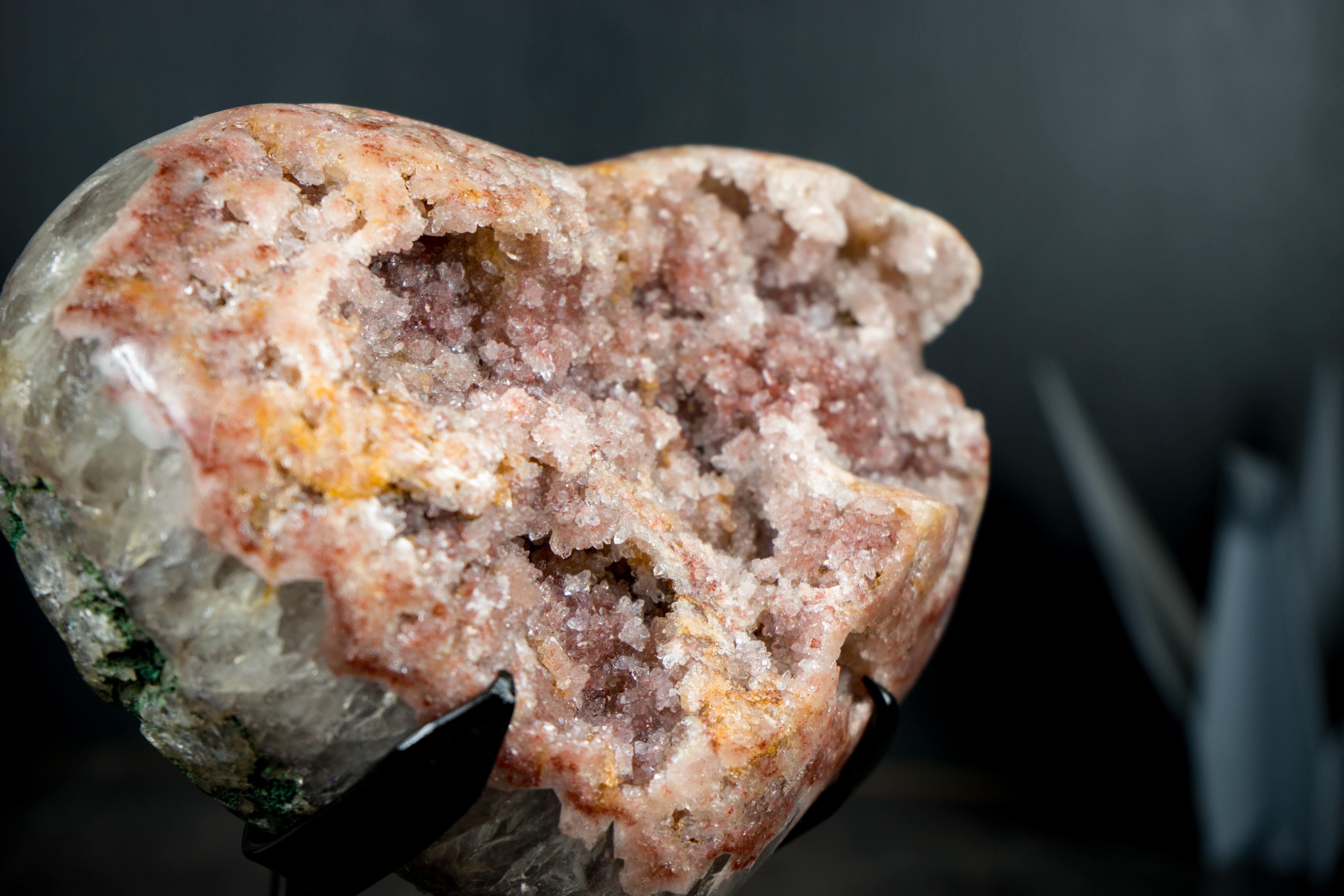 Cuore di ametista rosa con rara ametista rosa druzy, regalo di cristallo di piccole dimensioni in vendita 2