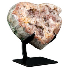 Pink Amethyst Heart with Rare Pink Rose Druzy Amethyst, Small Size Crystal Gift