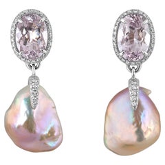 Vintage Pink Amethyst and Lavender Soufflé Pearl Drop Earrings