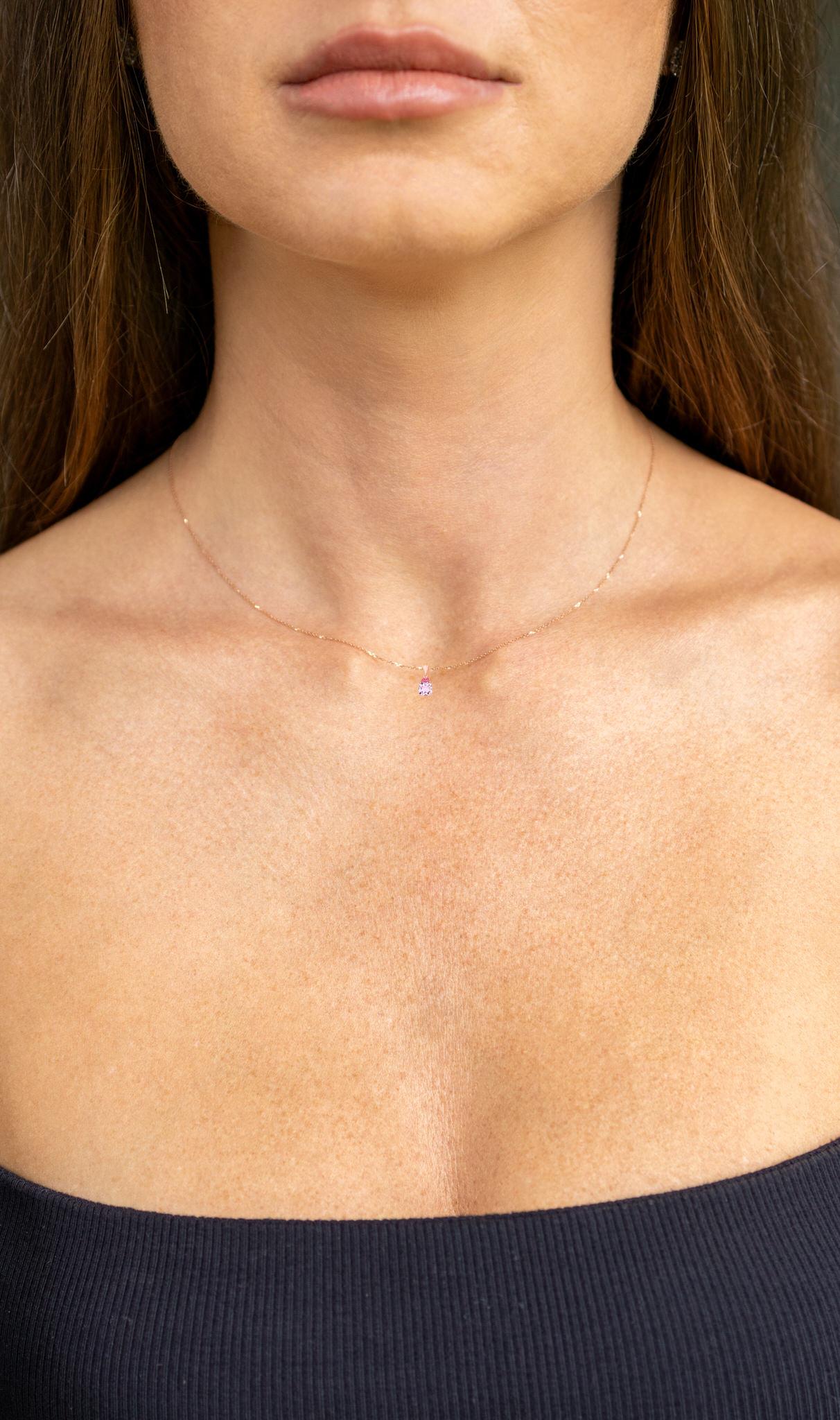 Contemporain Pendentif rhodolite rose 5,53 carats plaqué or rose 18 carats en vente