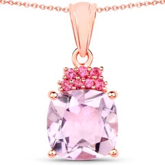 Colgante Amatista Rosa Rodolita 5,53 Quilates Chapado en Oro Rosa de 18K Plata