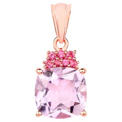 Colgante Amatista Rosa Rodolita 5,53 Quilates Chapado en Oro Rosa de 18K Plata