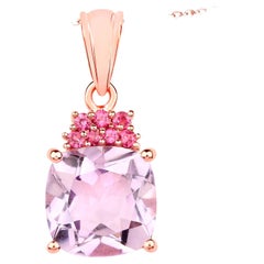 Pink Amethyst Pendant Rhodolite 5.53 Carats 18K Rose Gold Plated Silver