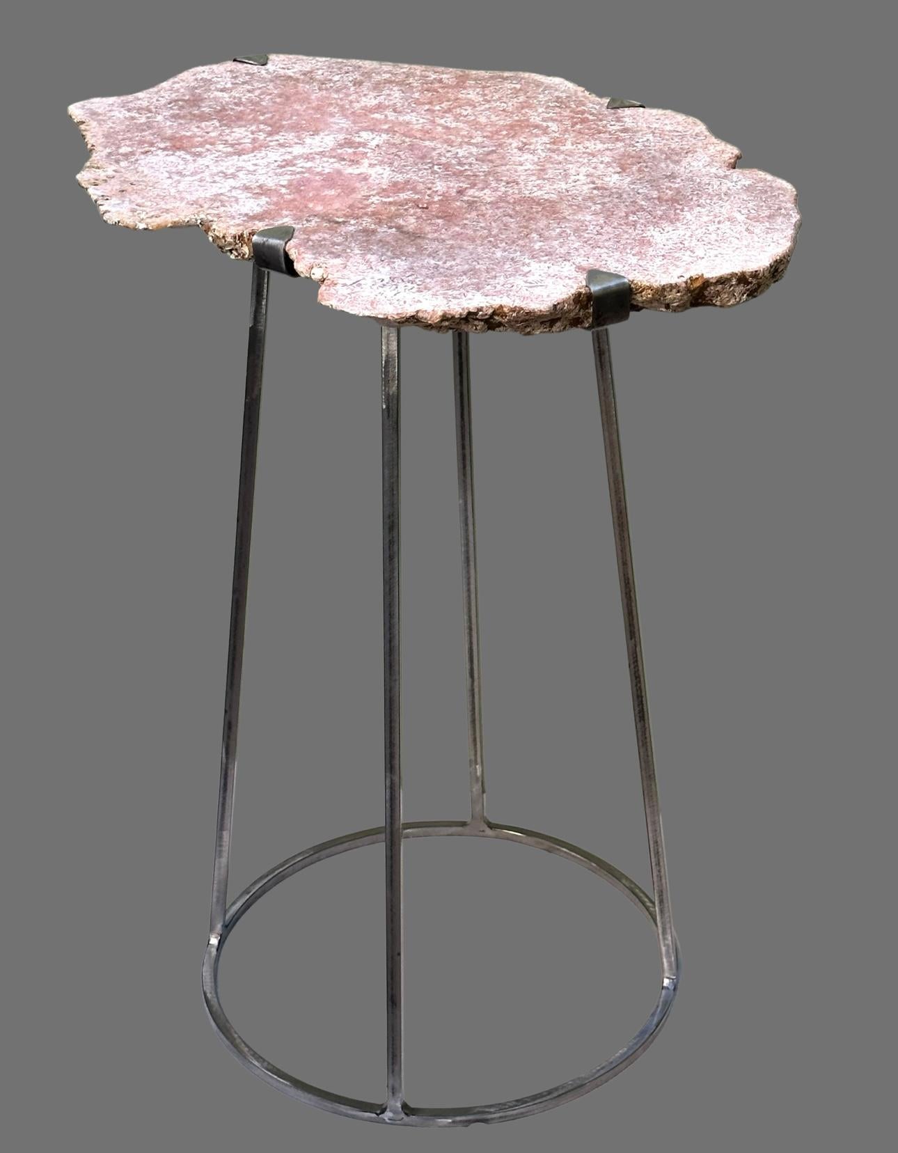 Forged Pink Amethyst Ring Table For Sale
