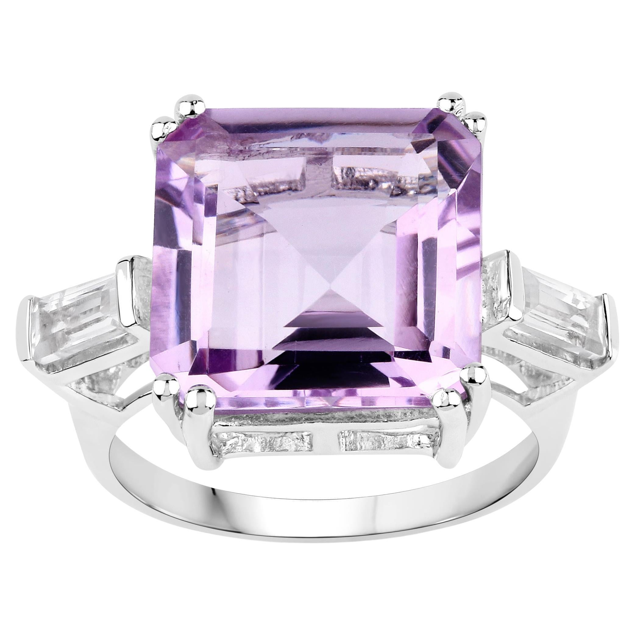 Rosa Amethyst Ring Weißer Topas 8,29 Karat Sterling Silber