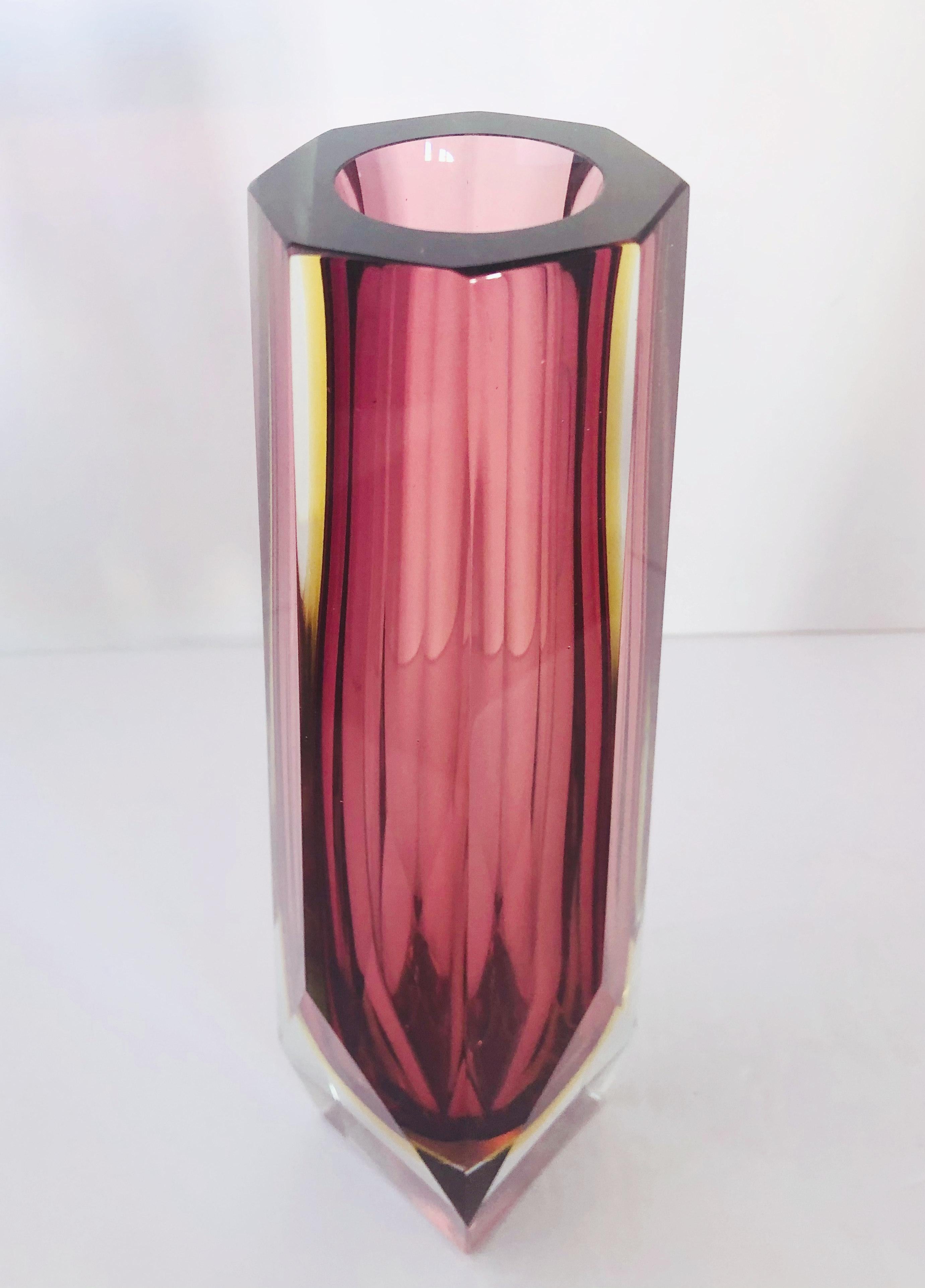 Mid-Century Modern Pink Amethyst Sommerso Vase by Mandruzzato FINAL CLEARANCE SALE