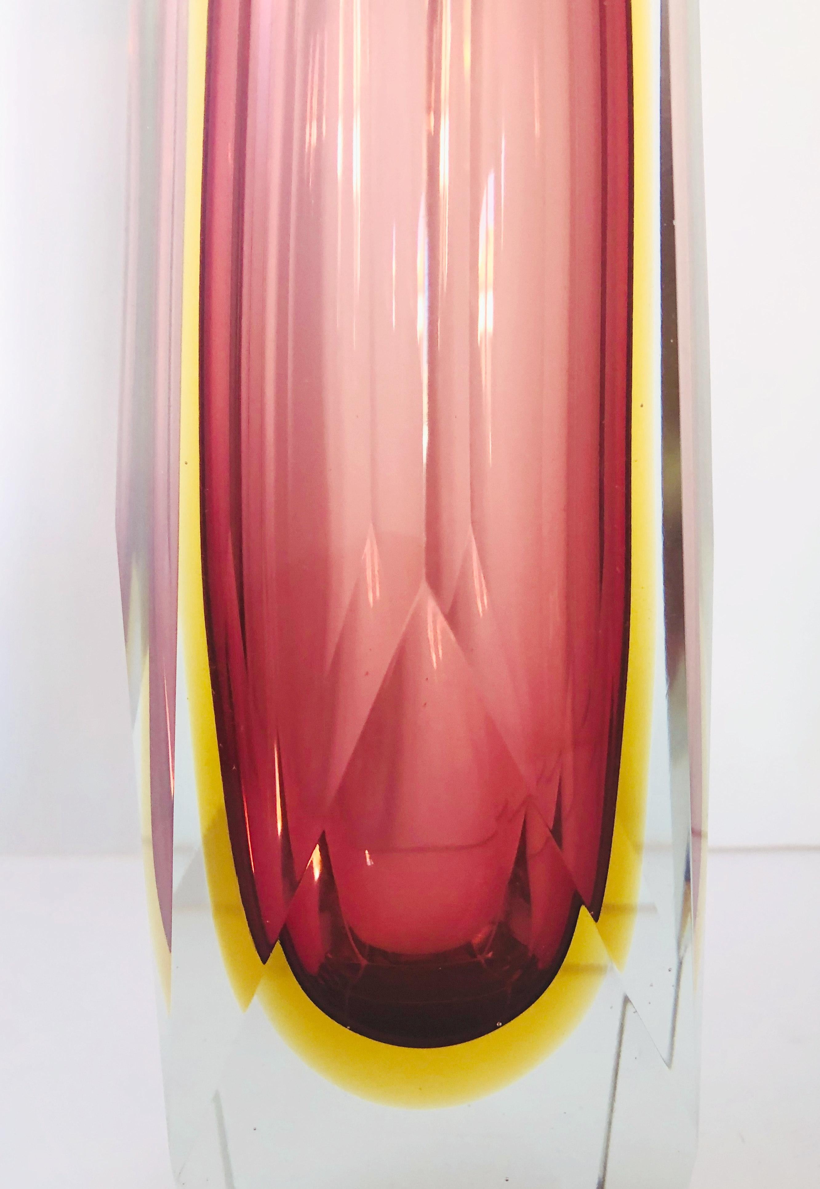 Italian Pink Amethyst Sommerso Vase by Mandruzzato FINAL CLEARANCE SALE