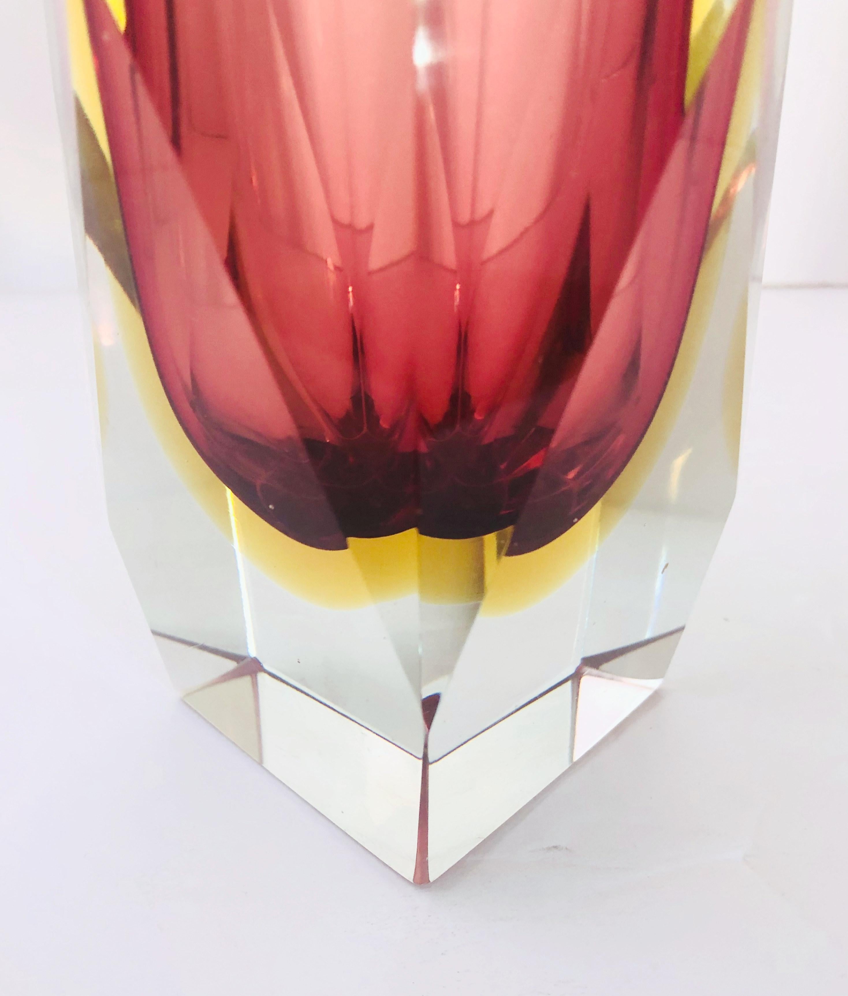 Pink Amethyst Sommerso Vase by Mandruzzato FINAL CLEARANCE SALE In Good Condition In Los Angeles, CA