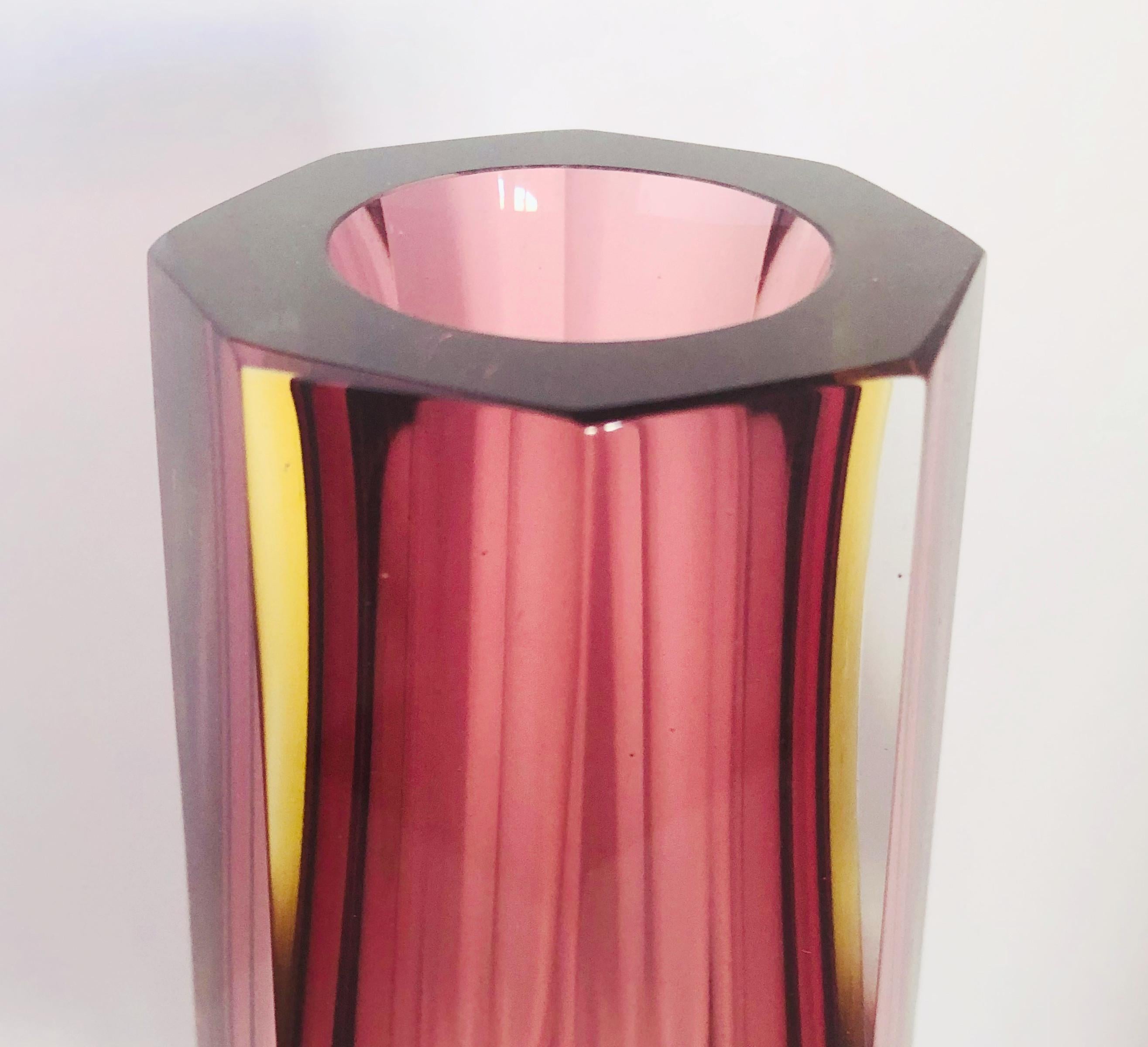 20th Century Pink Amethyst Sommerso Vase by Mandruzzato FINAL CLEARANCE SALE