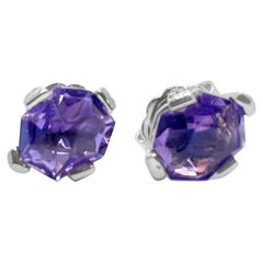 Pink Amethyst & Sterling Silver Stud Earrings