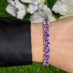 Bracciale Tennis Ametista Rosa 30 Carati Placcato in rodio A. Silver