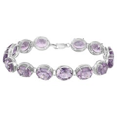Tennisarmband aus rhodiniertem Sterlingsilber mit rosa Amethyst, 30 Karat