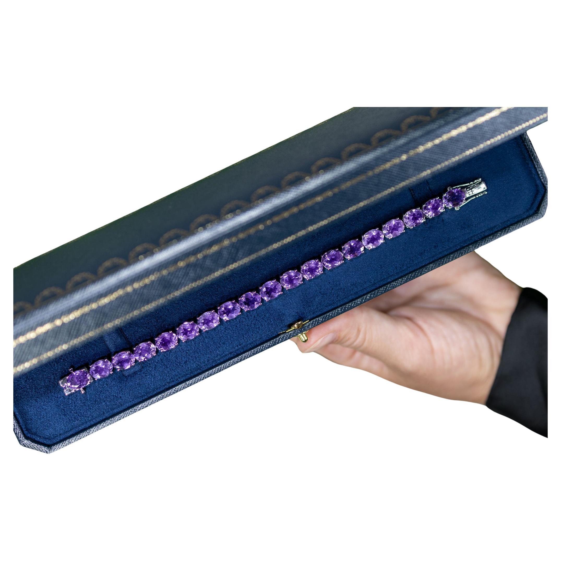 Bracciale Tennis Ametista Rosa 30 Carati Placcato in rodio A. Silver in vendita