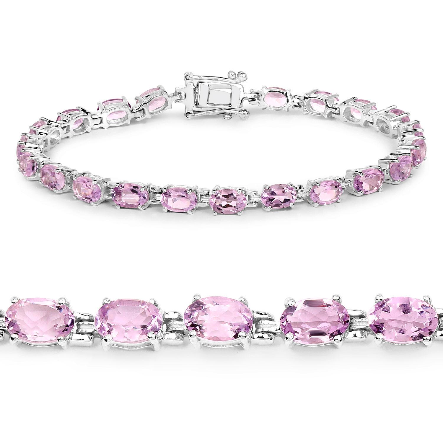 Pulsera Tenis Amatista Rosa 8,5 Quilates Plata de Ley Contemporáneo en venta