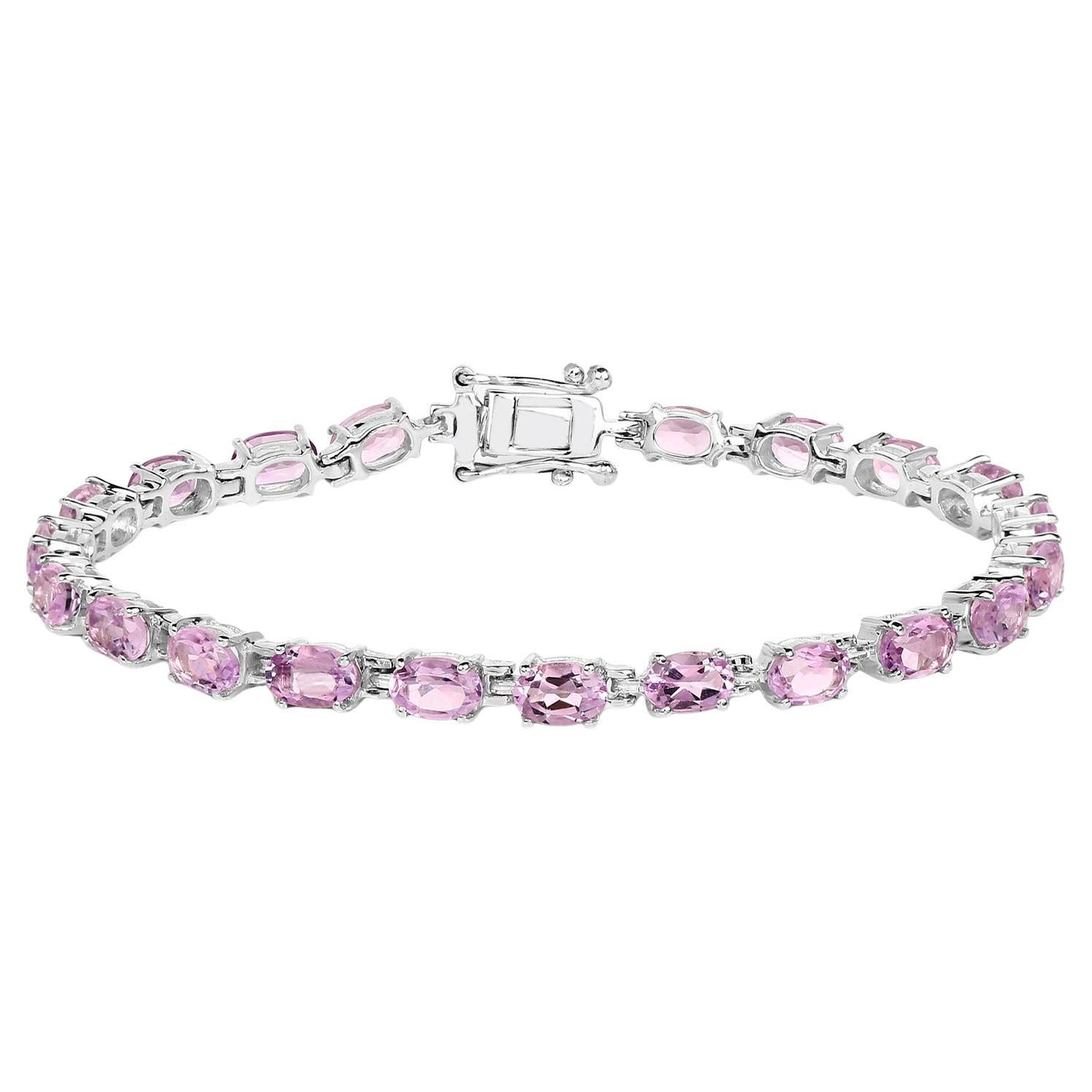 Bracelet de tennis en améthyste rose 8,5 carats en argent sterling