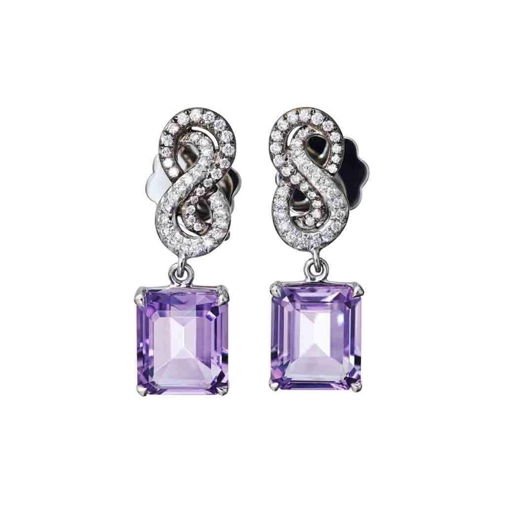Pink Amethyst White Diamonds Platin Earrings and Ring Suite In New Condition For Sale In Salzburg, AT
