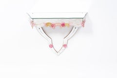 Murano glass Demilune table in captivating pink and amber hues Italy 1960s