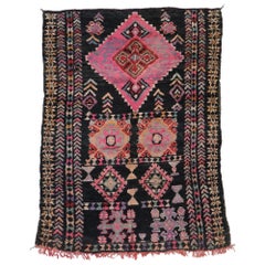 Pink and Black Berber Boujad Moroccan Rug, 05'08 x 07'06