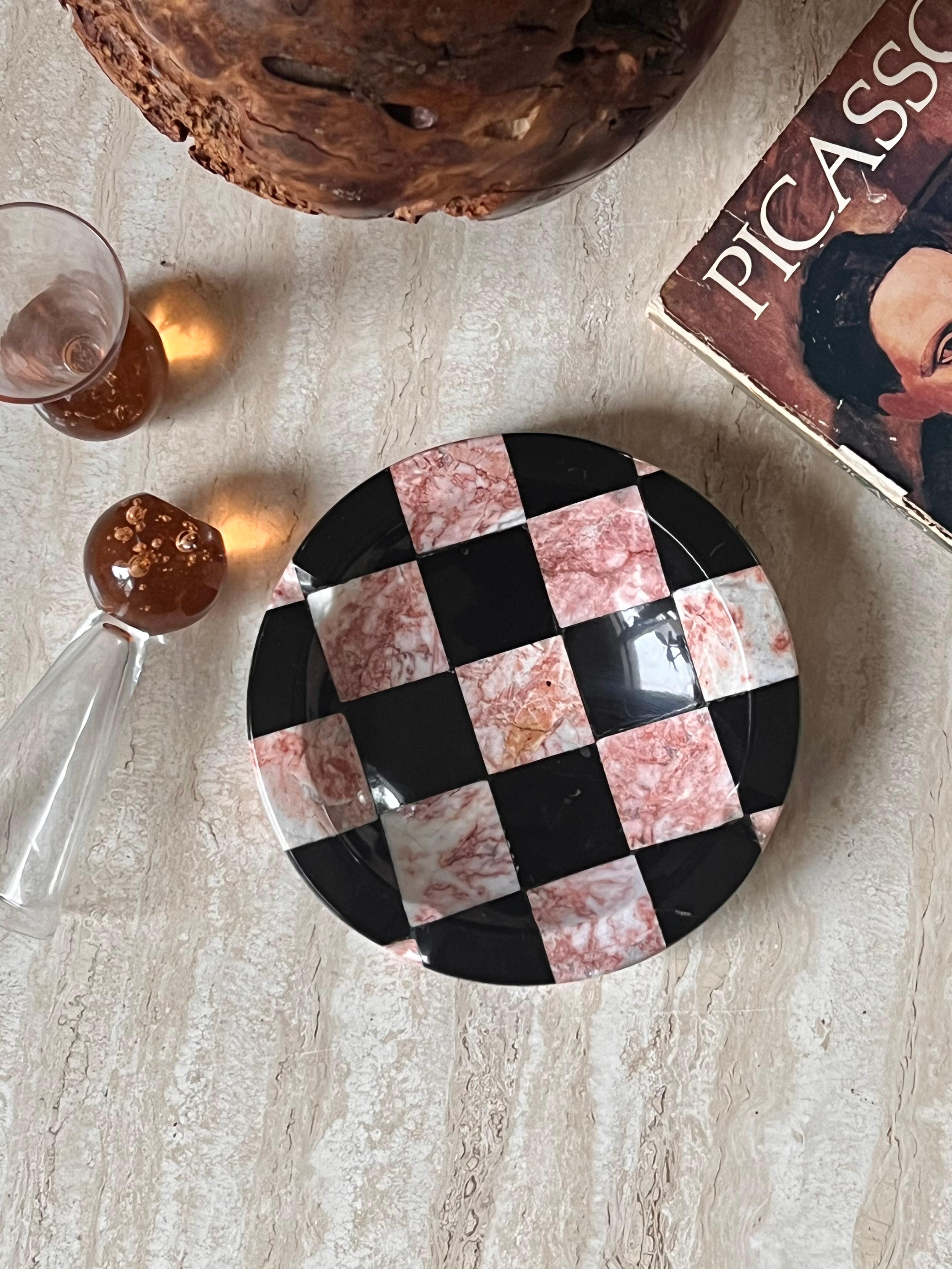 checkered marble tray