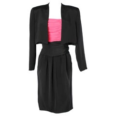 Pink and black cocktail dress ensemble C.D de Christian Dior