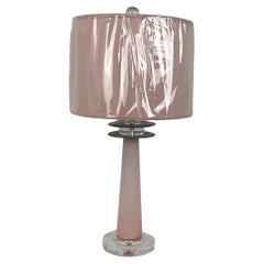 Pink and Black Murano Glass and Lucite Table Lamp with Pink Shade