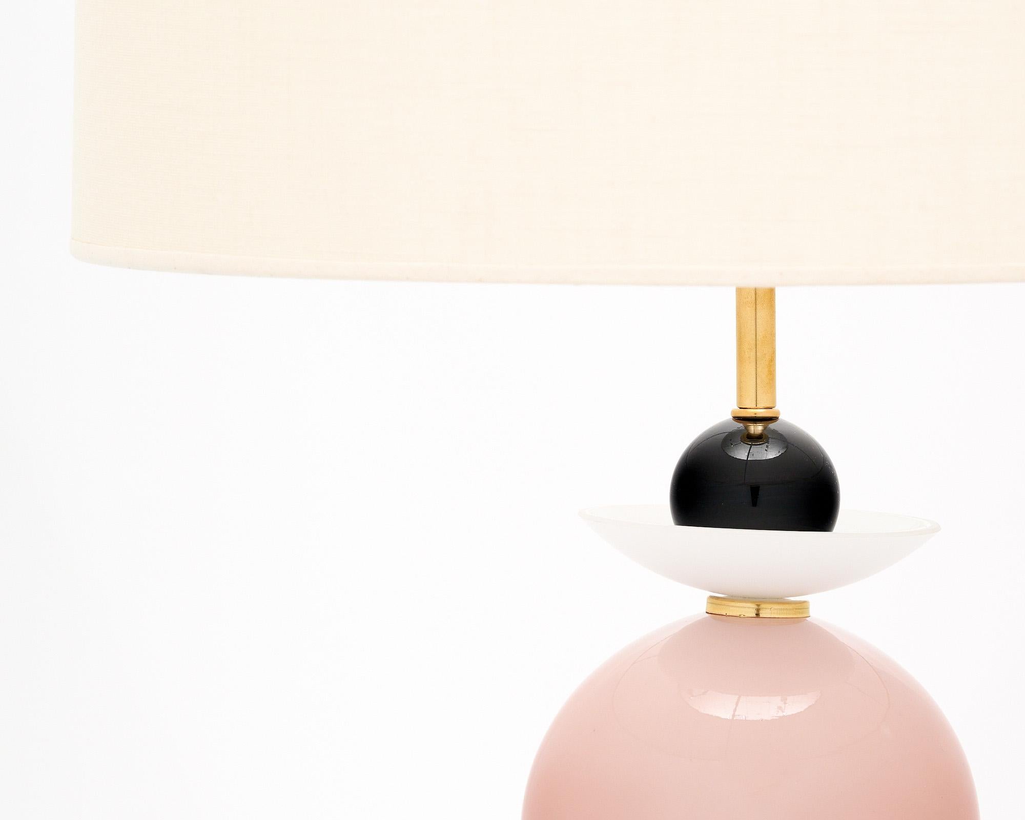 Modern Pink and Black Murano Glass Lamps