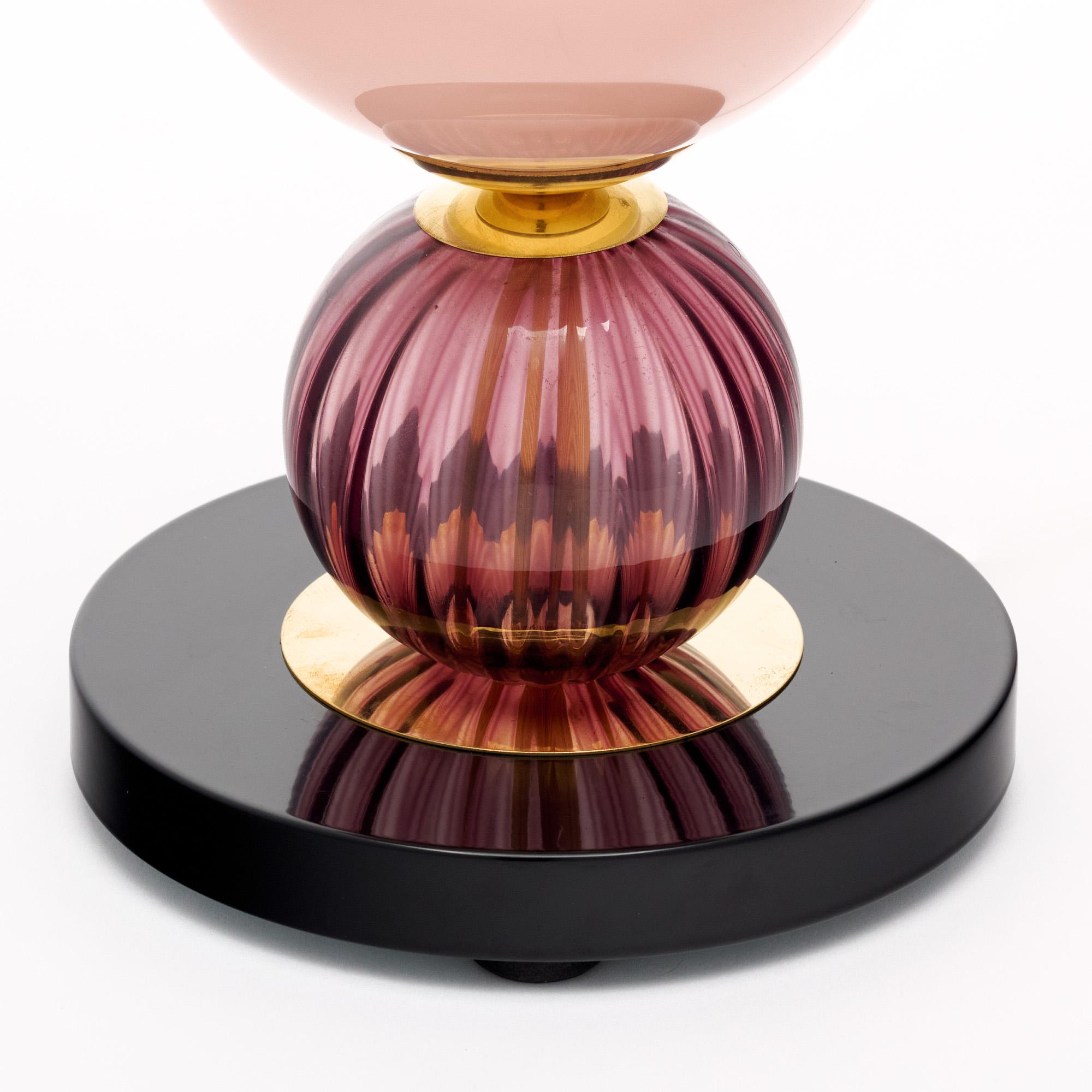 Mid-Century moderno Lampade in vetro di Murano rosa e nero in vendita