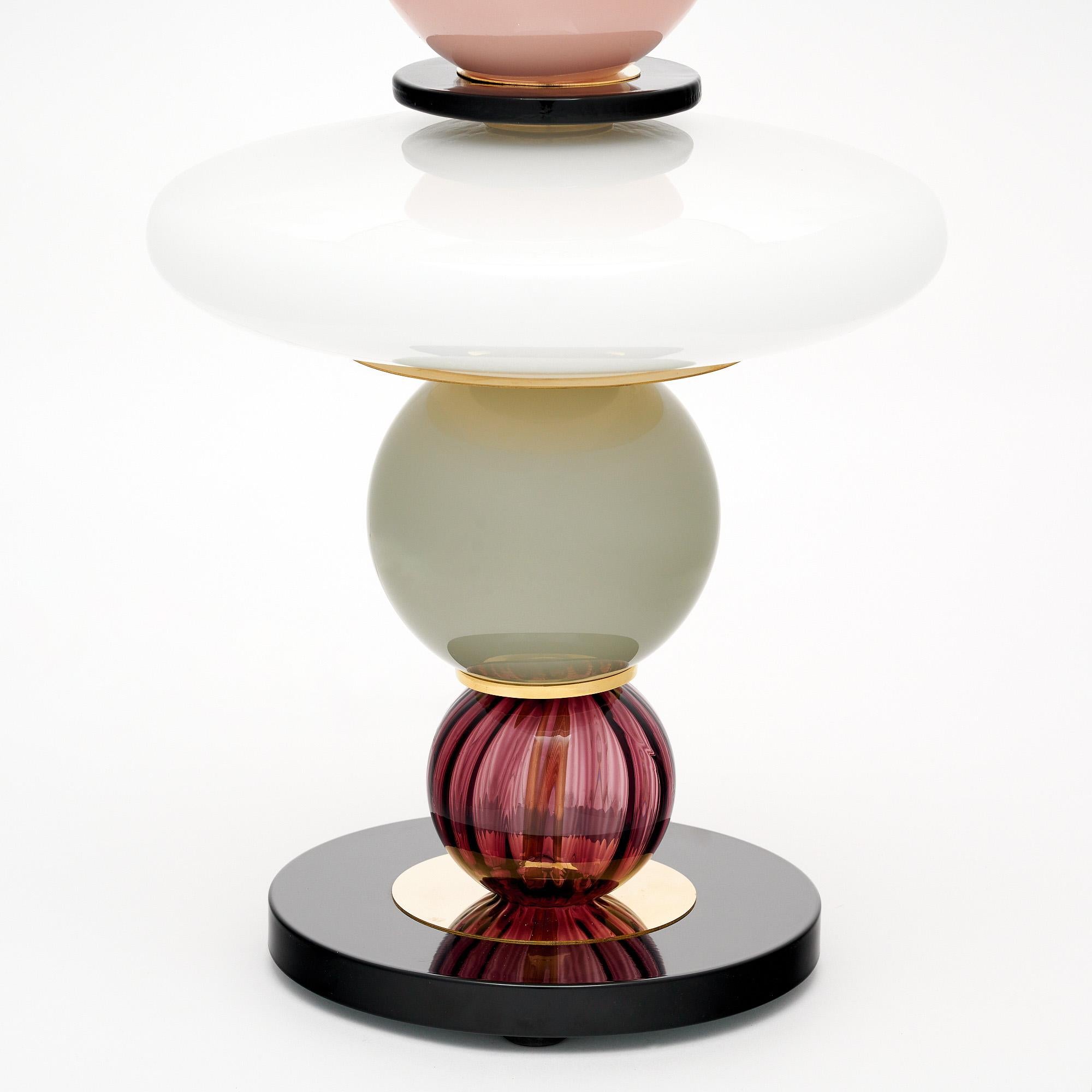 Pink and Black Murano Glass Lamps In New Condition In Austin, TX