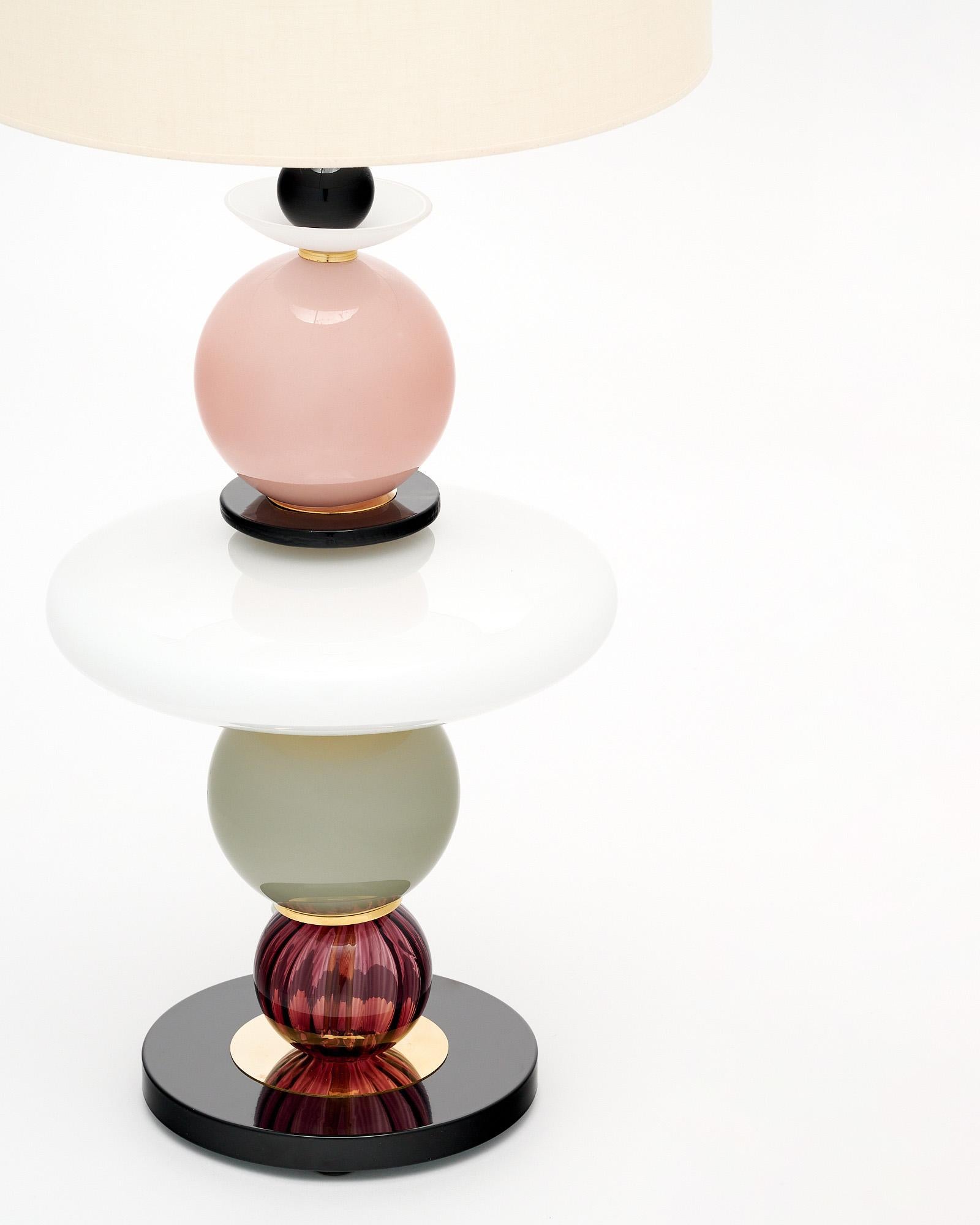 Contemporary Pink and Black Murano Glass Lamps