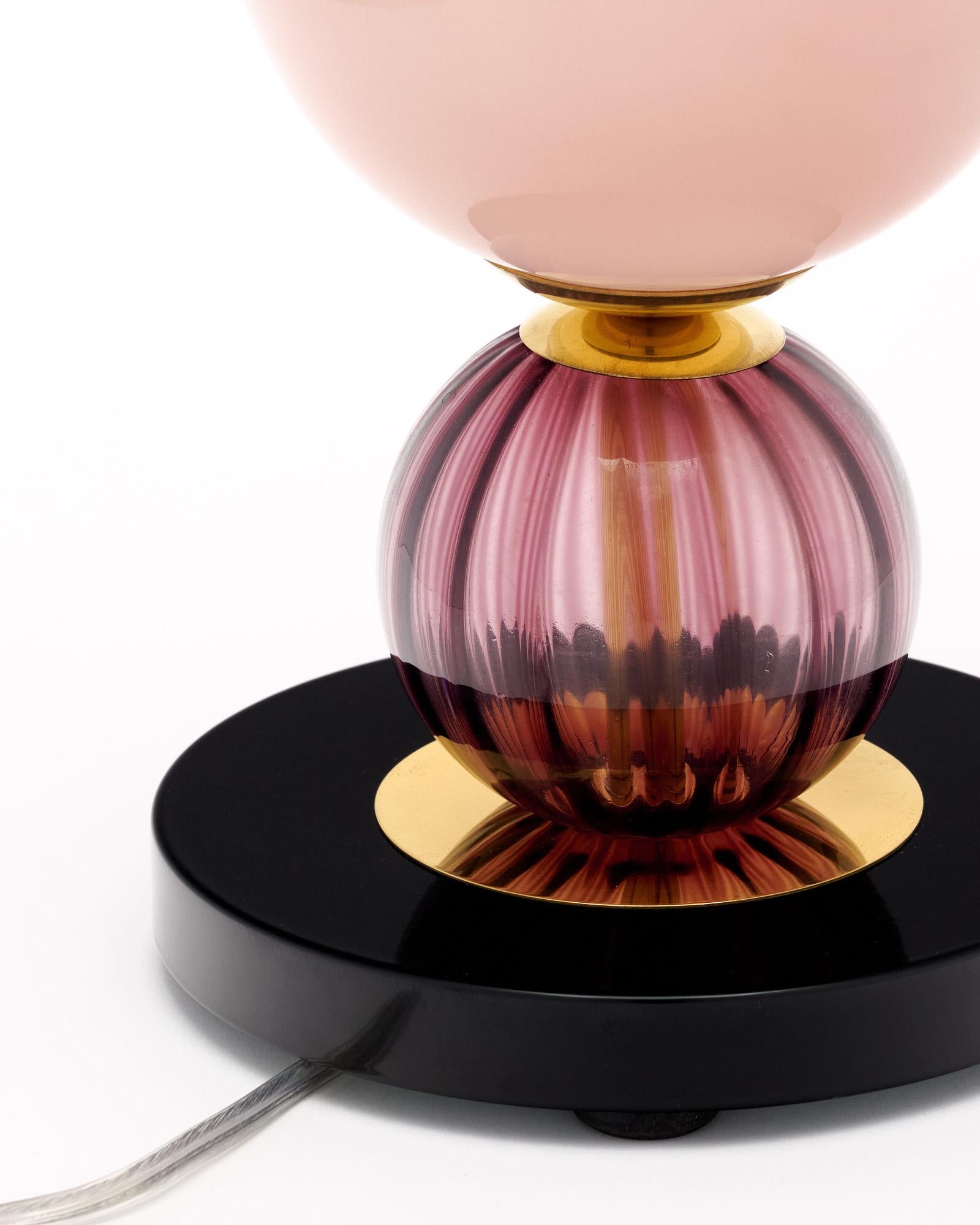 XXI secolo e contemporaneo Lampade in vetro di Murano rosa e nero in vendita